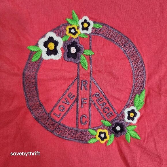 Vintage Rainforest Cafe Downtown Disney T Shirt Size XL Embroidered Peace Floral - Picture 2 of 11